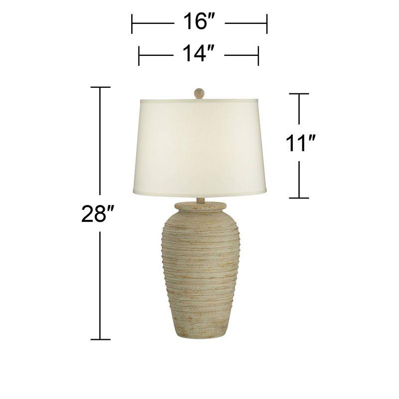 John Timberland Austin Rustic Table Lamp 28" Tall Sand Toned Cream Linen Drum Shade for Bedroom Living Room Bedside Nightstand Office Kids Family Home