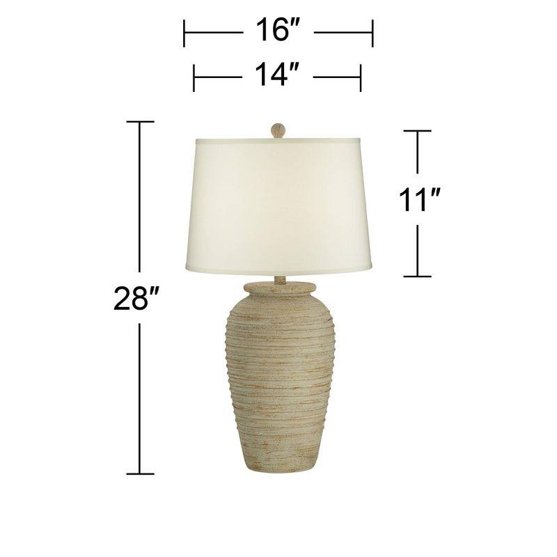 John Timberland Austin 28" Tall Jug Southwest Farmhouse Rustic Table Lamps Set of 2 Sand Toned Ridged Finish Cream Shade Living Room Bedroom Bedside