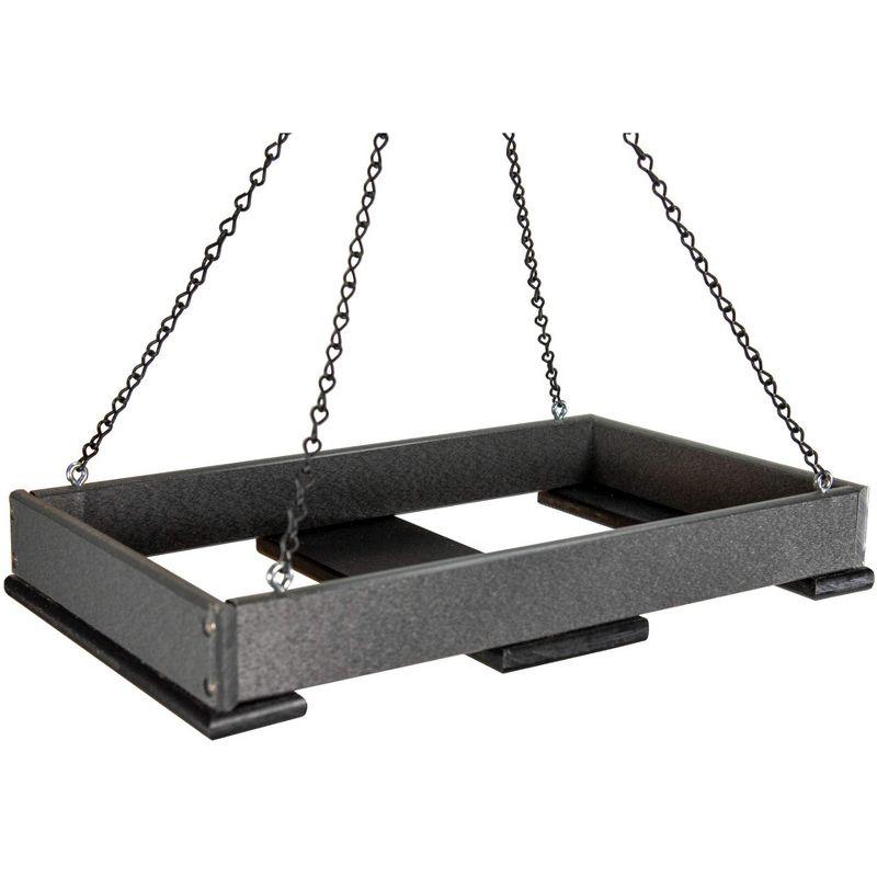 JCs Wildlife Poly Lumber Hanging Tray Platform Bird Feeder with Removable Seed Tray - Backyard Open Platform Cardinal Feeder (Gray, Large)