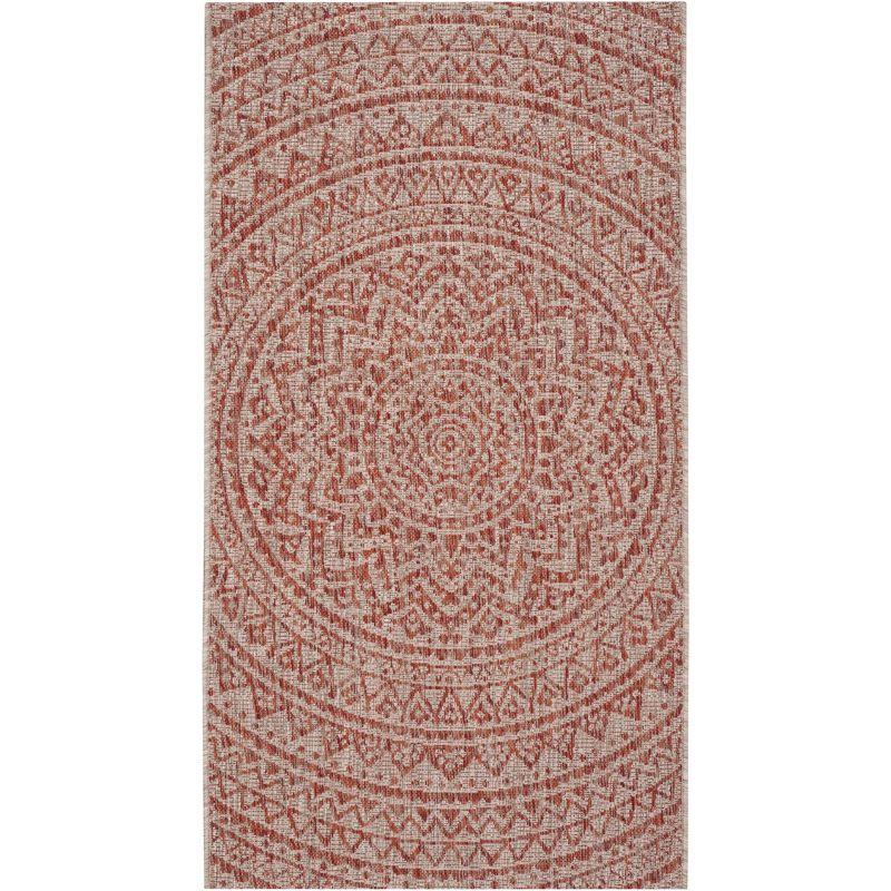 Courtyard CY8734 Power Loomed Indoor and Outdoor Runner Rug - Light Beige/Terracotta - 2'3"x5' - Safavieh