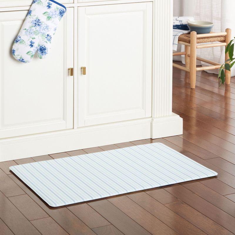 Martha Stewart Amber Floral Daisy Stripe Reversible Water-Resistant Kitchen Mat