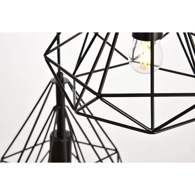 Elegant Lighting Jago Collection Pendant D18.1 H24.3 Lt:3 Black Finish