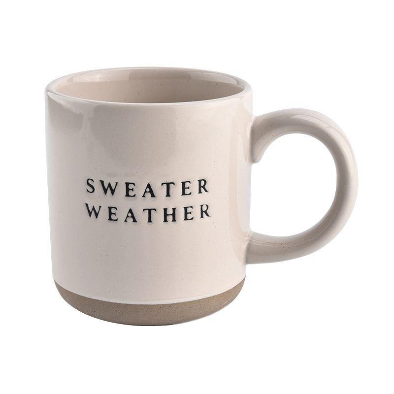 Sweater Weather Beige Ceramic Stoneware Coffee Mug - 14oz