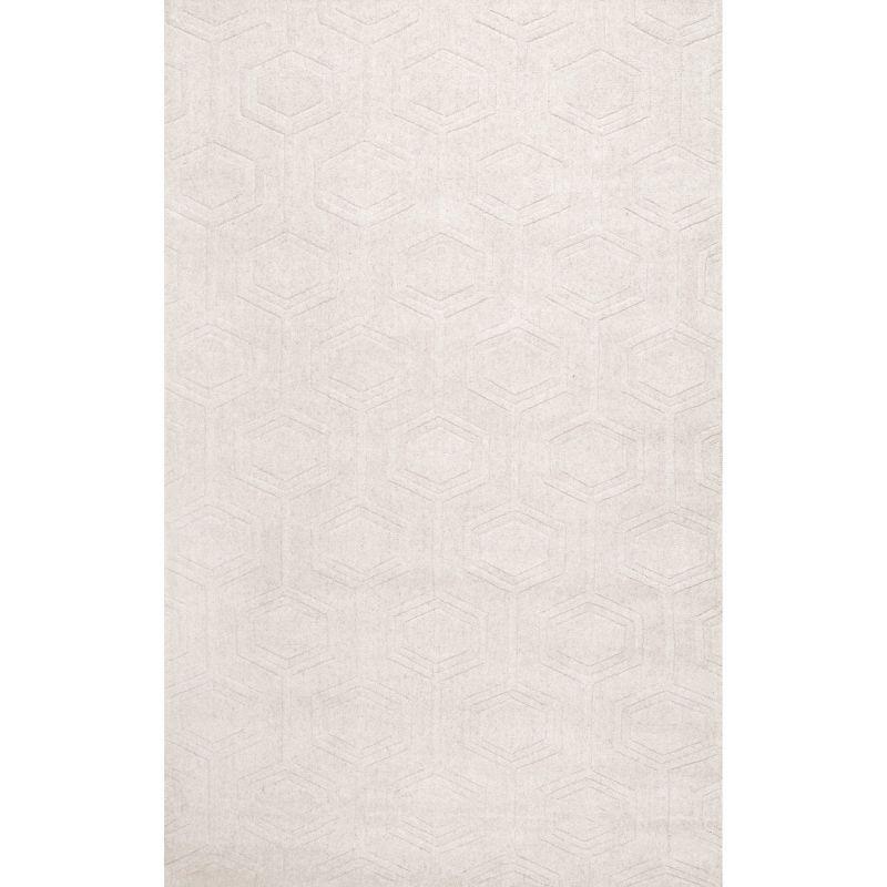 Nuloom Ambrose Geometric 6x9 Wool Indoor Area Rug for Living Room Bedroom Dining Room Kitchen, Ivory
