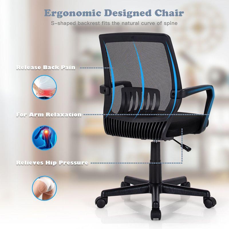 Costway Mid-Back Mesh Chair Height Adjustable Executive Chair w/ Lumbar Support