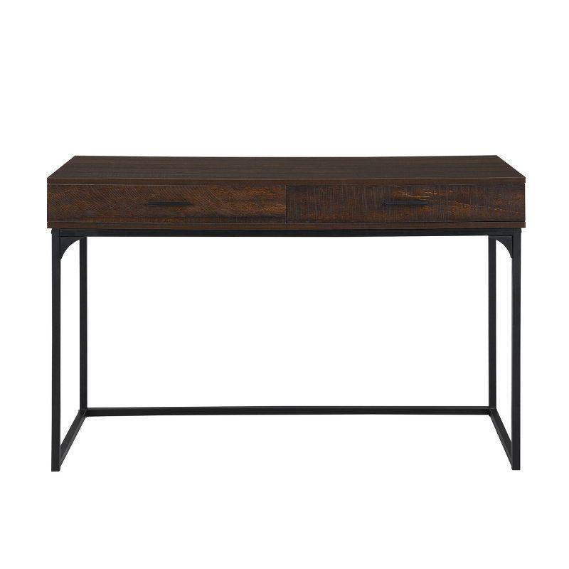 Carolina Living Horatio Computer Desk with Drawers Elm/Black: Metal Frame, MDF Surface, Adult Assembly