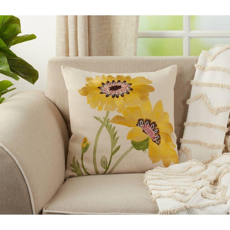 Saro Le Tournesol Pillow Collection Embroidered Throw Pillow