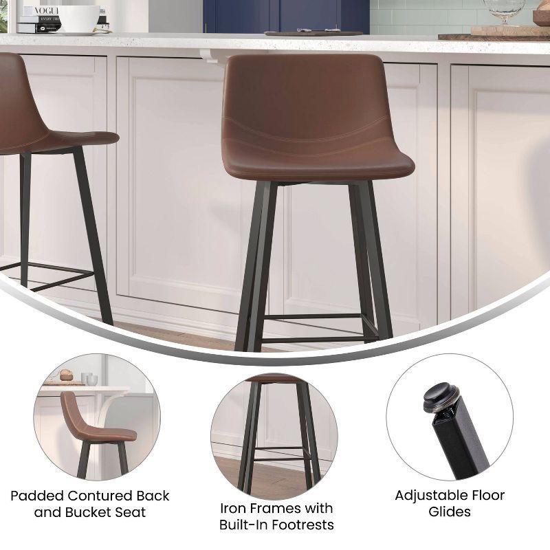 Brandy Upholstered Counter Stool with Metal Frame (Set of 2)