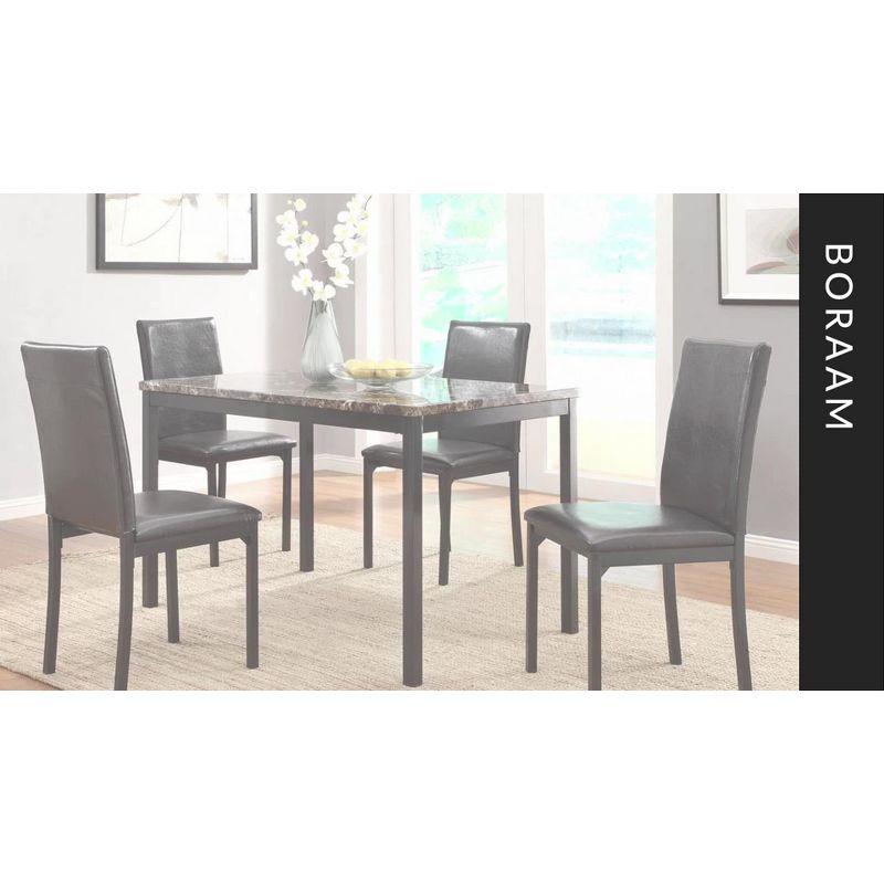 Set of 4 Arjen Dining Chairs Black - Boraam: Faux Leather, Metal Frame, Contemporary Style