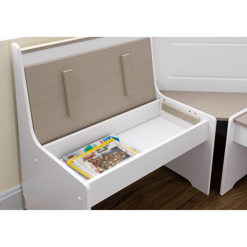 Linon 3pc Ardmore Breakfast Nook Storage Benches Dining Set White/Gray: Mid-Century Modern, Wood, 6-Seat Capacity