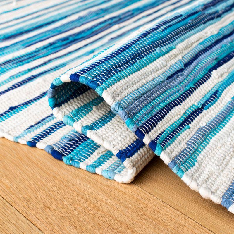 Rag Rug RAR126 Hand Woven Indoor Area Rug - 5'x8' - Ivory/Blue - Safavieh