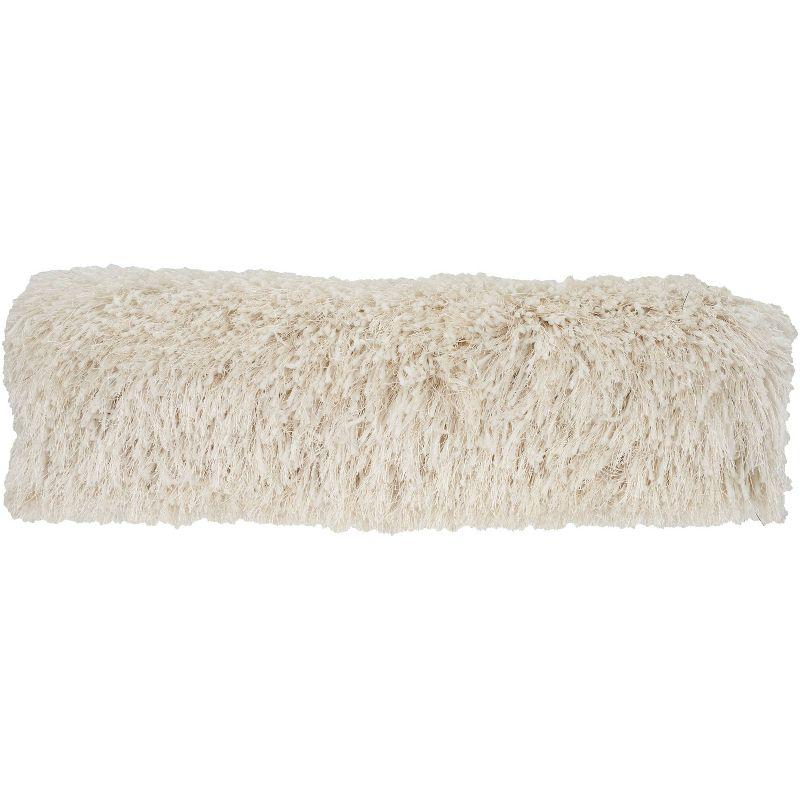 Ivory Shag Yarn Shimmer Lumbar Throw Pillow