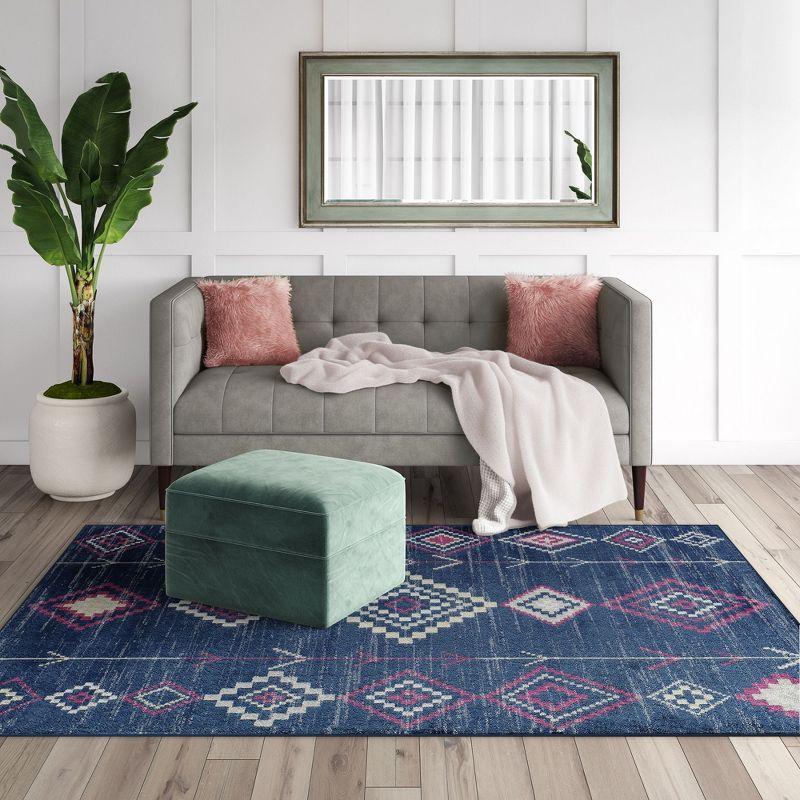 Bodrum Tribal Native Navy Area Rug