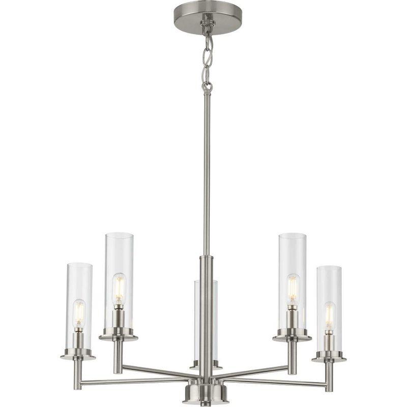 Progress Lighting Kellwyn 5-Light Chandelier, Brushed Nickel, Clear Glass Shade