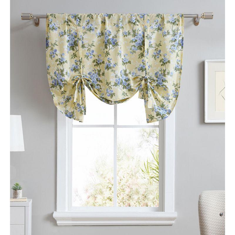 Laura Ashley Laura Ashley Cassidy Yellow Floral 100% Cotton Tie Window Valance