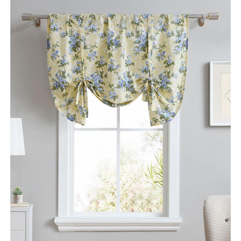 Laura Ashley Cassidy Yellow Floral 100% Cotton Tie Window Valance