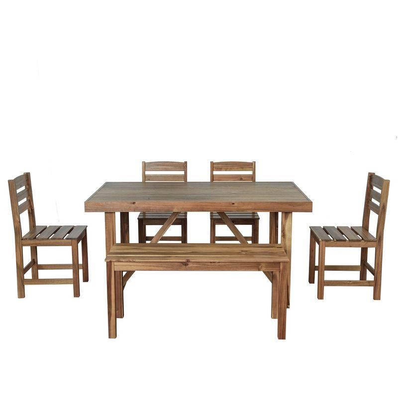 6-Piece Acacia Wood Outdoor Table and Chair Set, Patio Furniture Set For 6 Person 4A - ModernLuxe