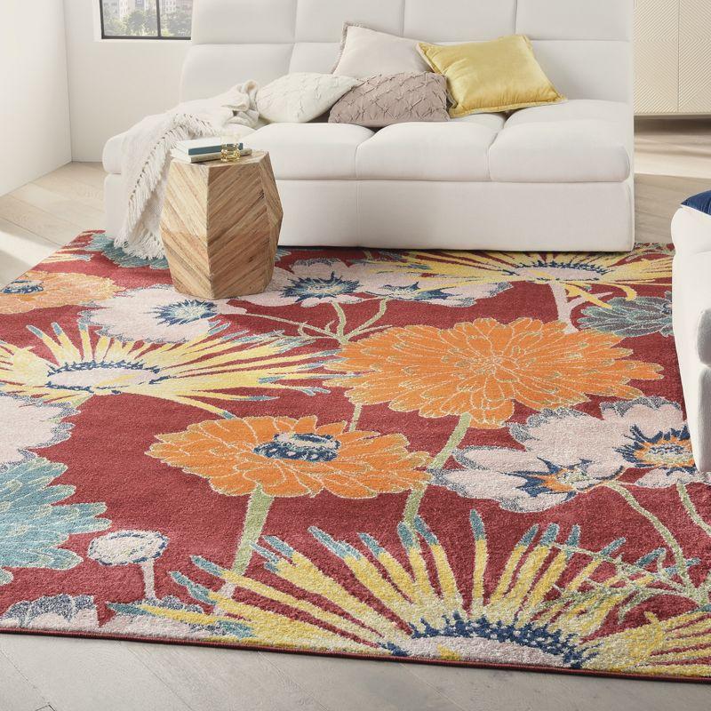 Botanical Bliss Red Multicolor Floral 8' x 10' Easy-Care Area Rug