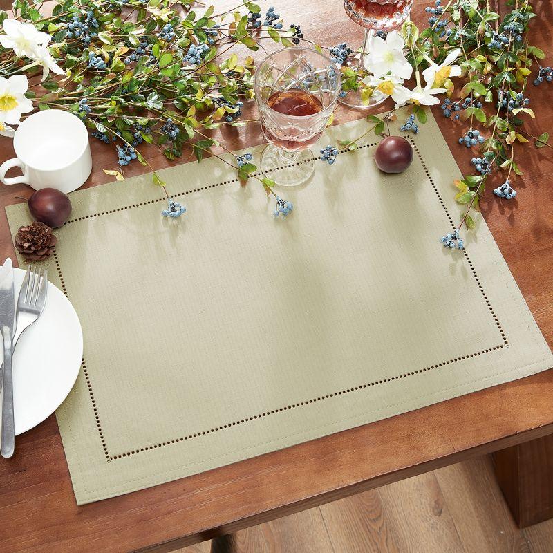 Fog Gray Polyester Eyelet Border Placemats, Set of 4, 13"x19"