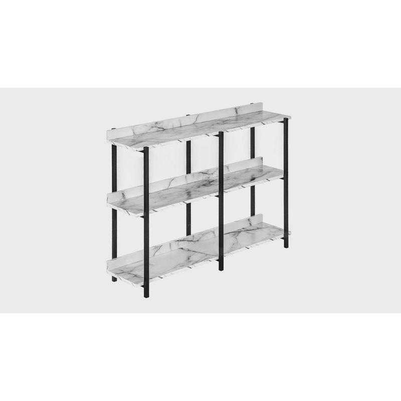 Monarch Specialties Accent Table Console Entryway Narrow Sofa Living Room Bedroom White Marble Look Laminate Black Metal Contemporary Modern