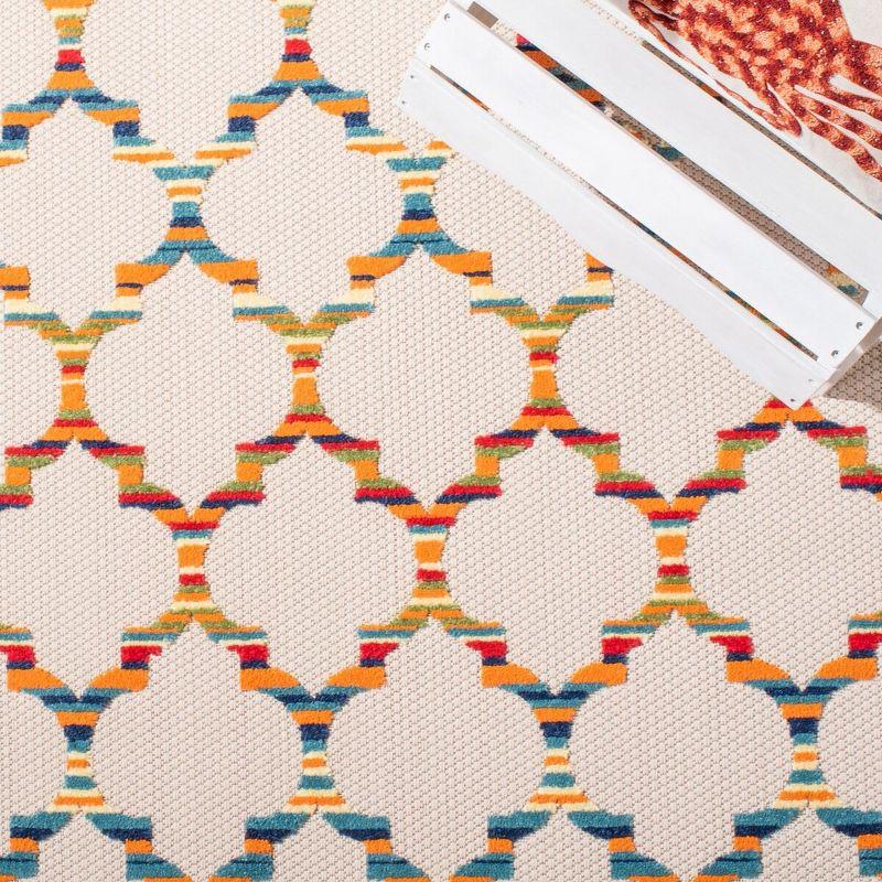 Cabana CBN333 Power Loomed UV Resistant Indoor/Outdoor Area Rug - Ivory/Orange - 4'5"x6'5" - Safavieh