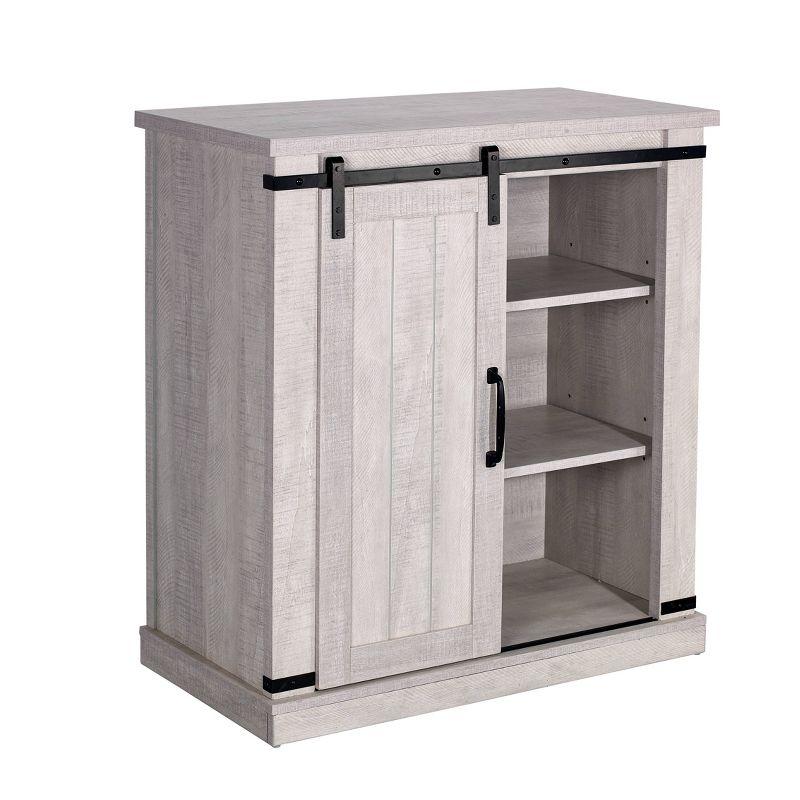 Saw Cut TV Stand for TVs up to 40" Off White - Home Essentials: Sliding Barn-Door, Adjustable Shelves