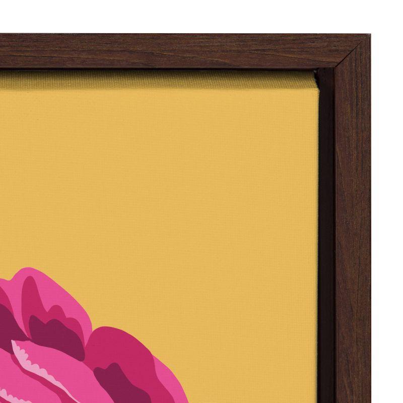 18" x 24" Sylvie Bright Peony by Maria Filar Framed Wall Canvas Brown - Kate & Laurel All Things Decor: Modern Botanical Digital Art