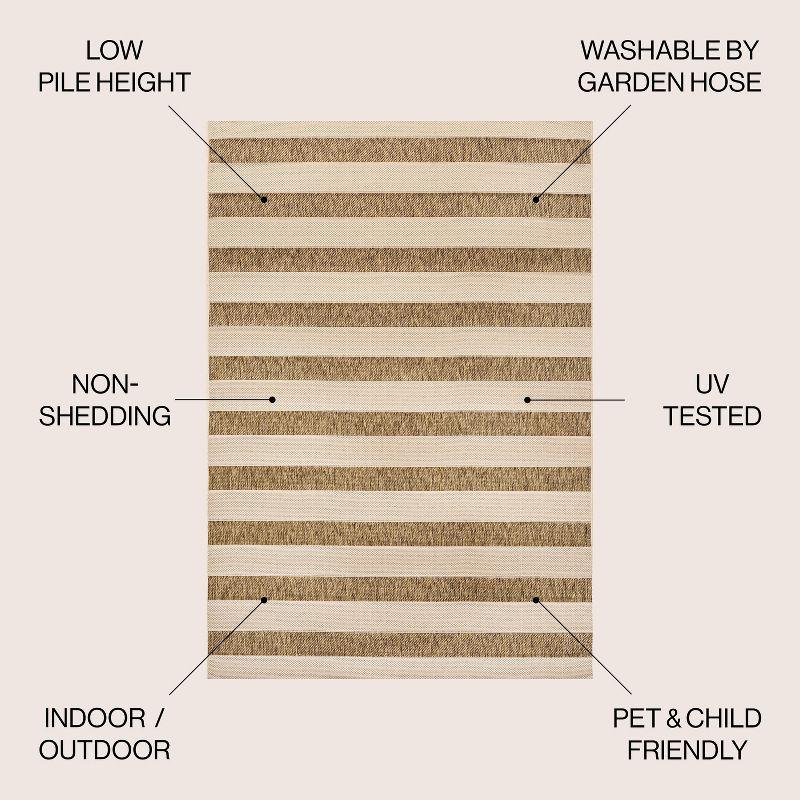3'x5' Aveiro Wide Stripe Indoor/Outdoor Area Rug, Beige/Brown - JONATHAN Y