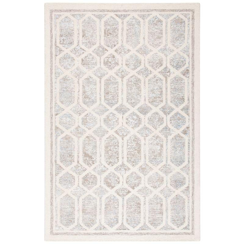 Beige Hand-Tufted Wool and Viscose Area Rug 4' x 6'