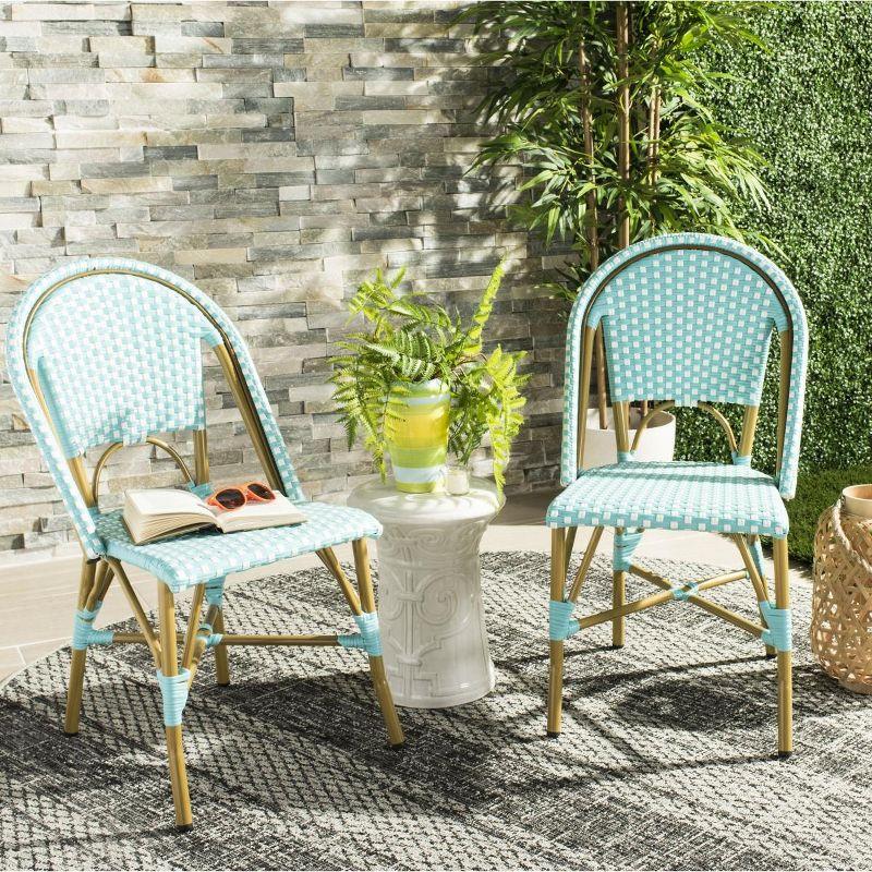 Salcha Side Chair (Set Of 2) - Indoor/Outdoor - FOX5210 - Blue/White - Safavieh