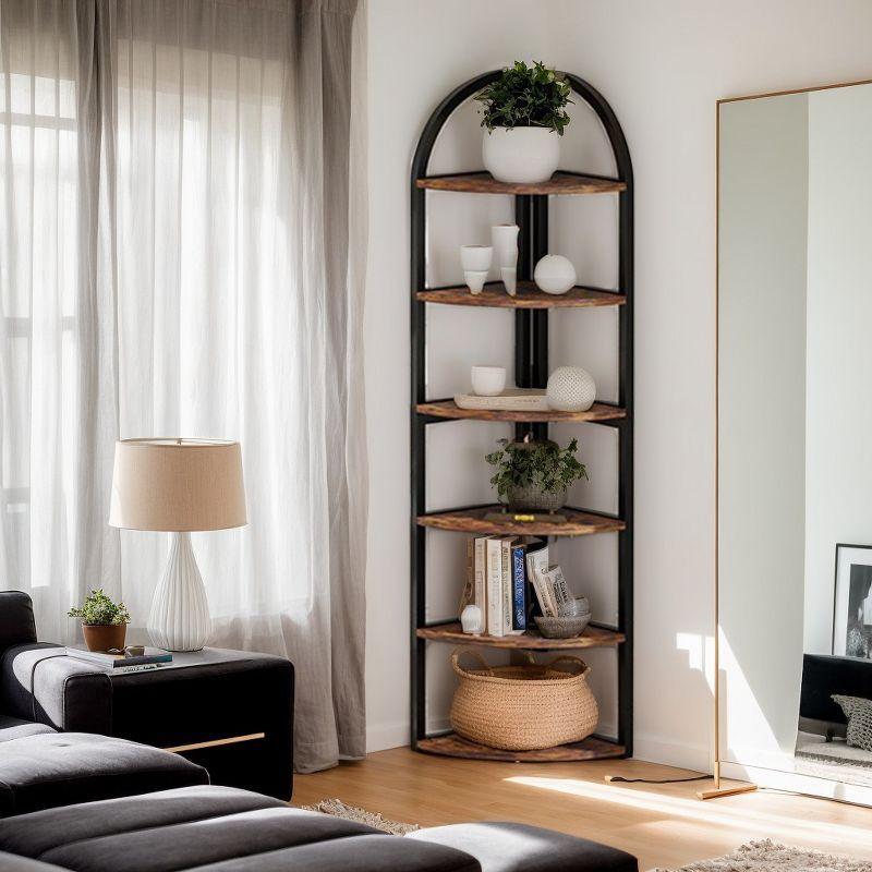 Hommoo 6-Tier Corner Shelf, 71 inch Tall Corner Bookshelf for Small Space