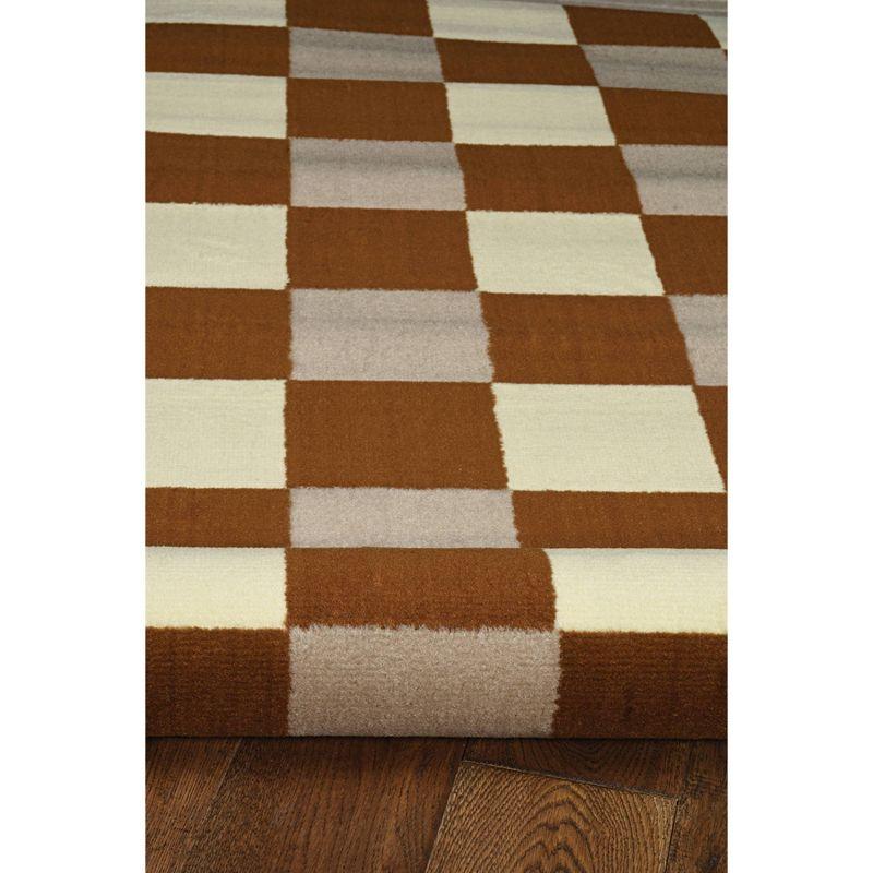 Elegant Beige Buffalo Check Tufted Rectangular Rug