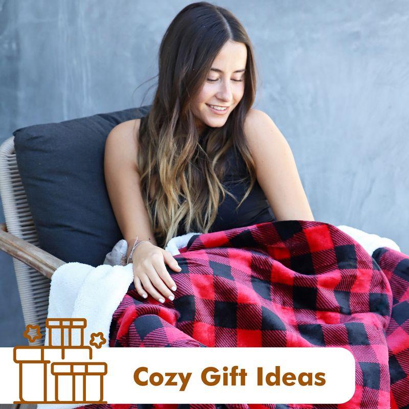 Tirrinia Red Buffalo Plaid Fleece Throw TV Blanket 50" x 60", Super Soft Warm Comfy Plush Fleece Bedding Couch Cabin Throw Blanket