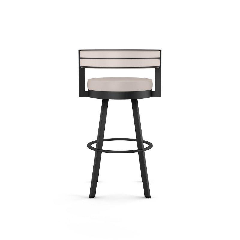 Amisco Browser Barstool: Faux Leather, Oval Back, Steel Frame, Fixed Height 30"