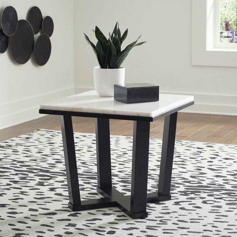 Contemporary Square End Table with White Marble Top