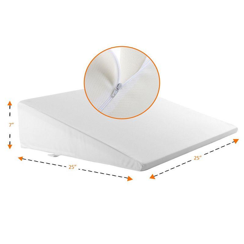 Cheer Collection Memory Foam Bed Wedge Pillow with Washable Cover - White (25" x 25" x 7")