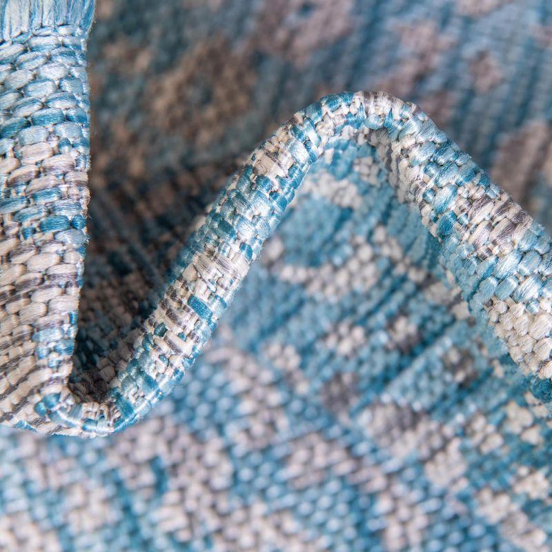 Unique Loom 7' 1 x 10' 0 Rectangle Indoor/Outdoor Border Aqua Area Rug