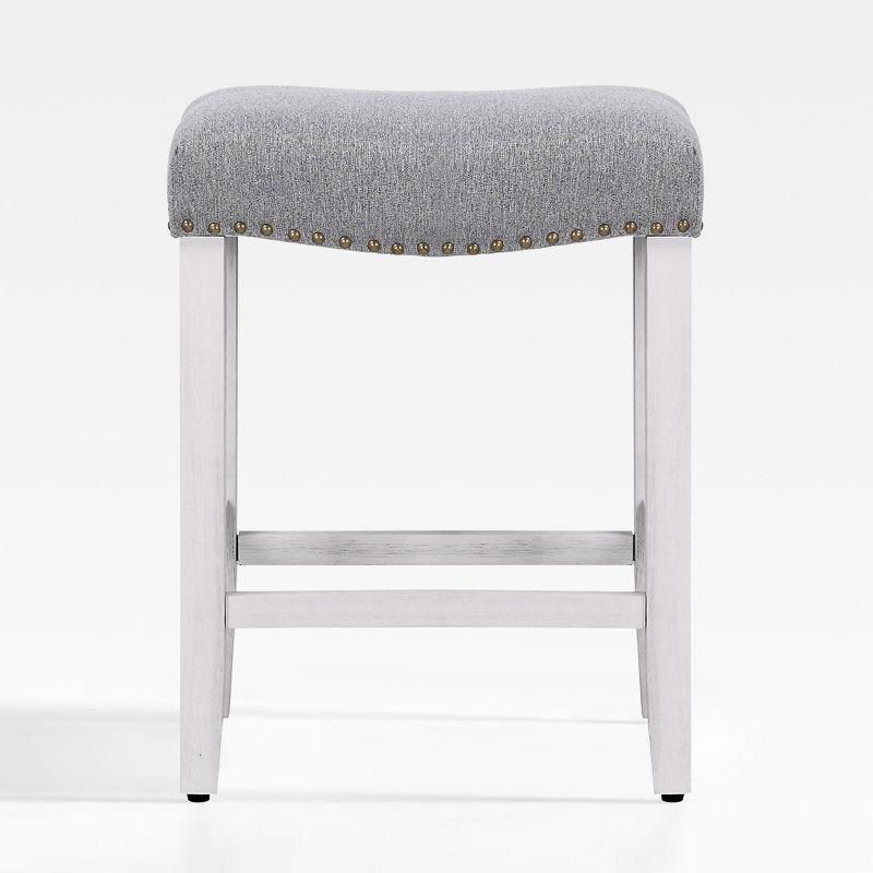 Gray 24" Wood Saddle Style Backless Counter Stool