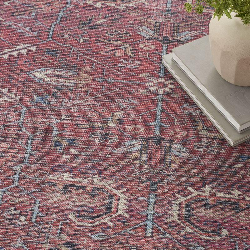Bungalow Rose Machine Washable Oriental Red Area Rug