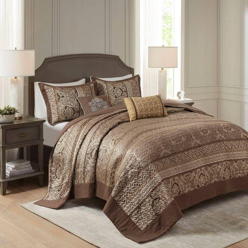 Bellagio 5 Piece Reversible Jacquared Coverlet Set