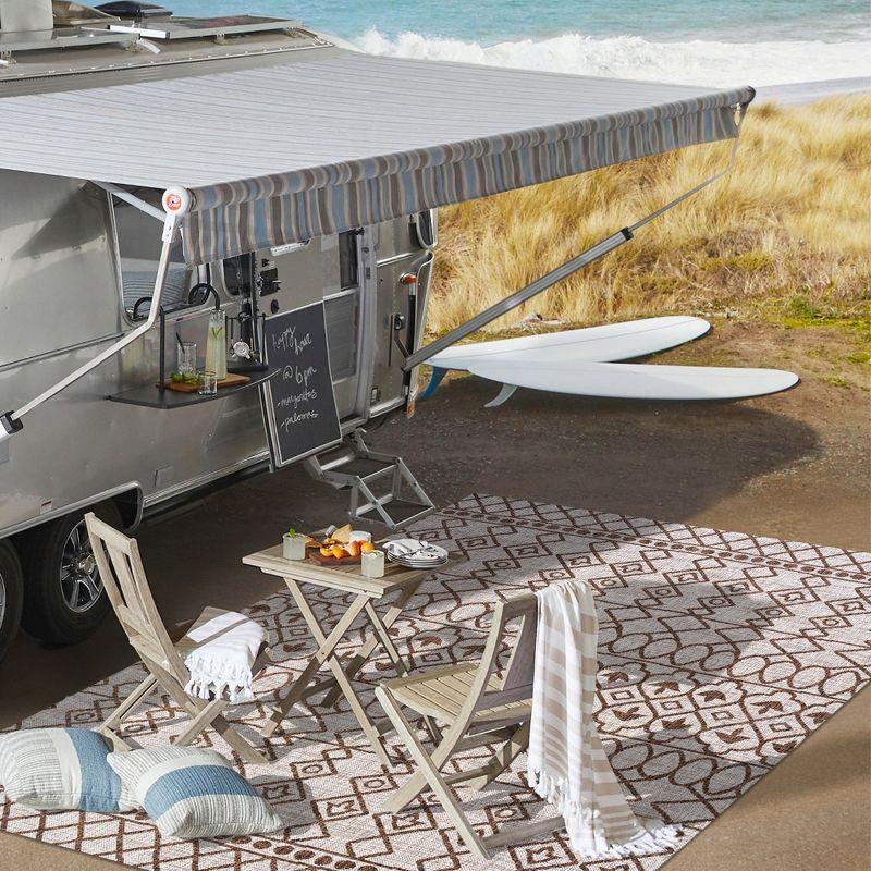 3'x5' Kafel  Bohemian Indoor/Outdoor Area Rug, Beige/Brown - JONATHAN Y