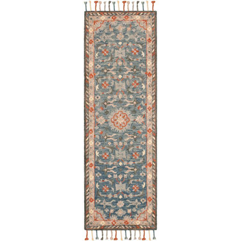 Aspen APN123 Hand Tufted Runner Rug - Blue/Rust - 2'3"x15' - Safavieh.