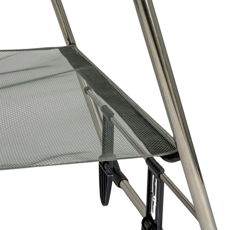 Household Essentials Multi Tier Stainless Steel Laundry Drying Rack with T Bar and Two Side Wings, Silver