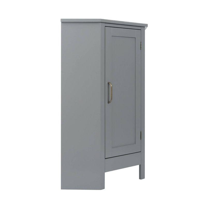 Mercer Mid Century Modern Wooden Corner Floor Cabinet Gray - Elegant Home Fashions