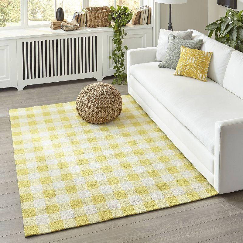 Gingham Rug - Yellow - (2'x3') - Momeni: Handmade Tufted Accent, Low Pile, Indoor Use, Classic Gingham Check Pattern