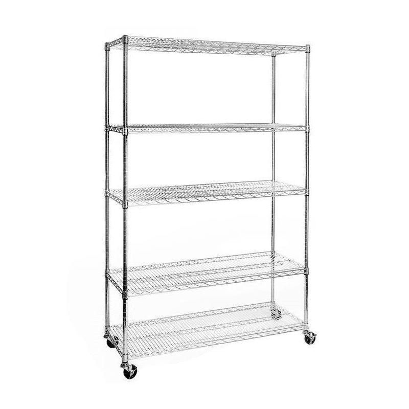 UltraDurable 48'' W x 18" D 5-Tier NSF-Certified Steel Shelving with Wheels