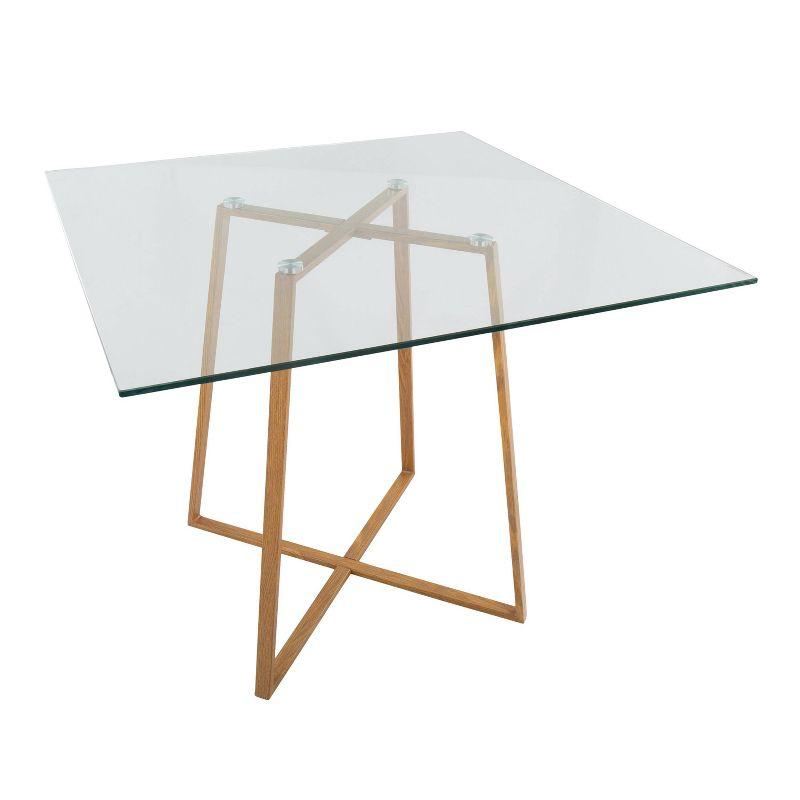 36" Cosmo Square Dining Table Natural/Clear Glass - LumiSource: Luxury Glam Style, 4-Seater, Steel Pedestal Base