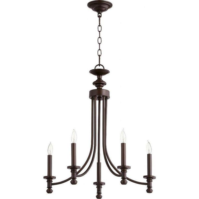 Quorum Lighting Rossington 5-Light Chandelier, Oiled Bronze, 22 Width, 25.25 Height, Chain Hanging, Dry Rated