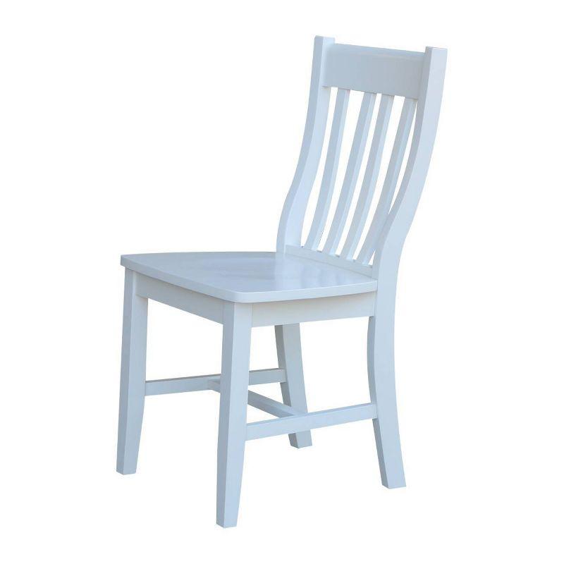 Elegant White Solid Wood High Slat Side Chairs, Set of 2