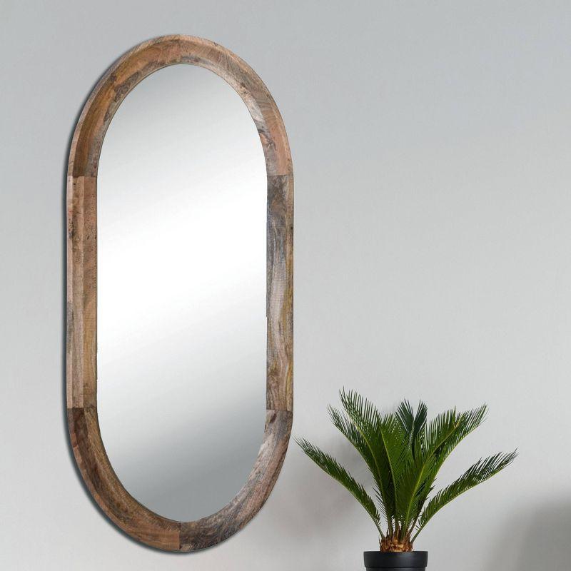 Natural Light Wood Oval Wall Mirror